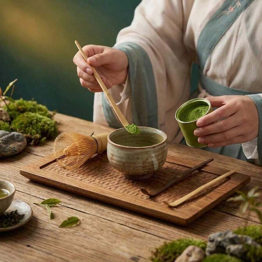 抹茶勺,日式竹制茶匙,天然竹制茶道用具,适用于咖啡、茶和意式浓缩咖啡 - 彩色 - 查看 1