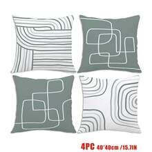 MEMNUN 4pcs Grey-Green Simple Line Abstract Geometric Print Decorative Throw Pillow Covers [No Pillow Insert], 17.7*17.7in(45*45cm)/19.69*19.69in(50*50cm)/15.75*15.75in(40*40cm), [Single-Sided Print] Made Of Polyester, Modern Minimalist Cushion Covers For Sofa, Bed, Living Room, Bedroom, Car, Office, Hotel Decor, Suitable For All Seasons, Perfect Gift For Family And Friends - Multicolor - View 14