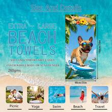1pc Summer Surfing Dog Beach Towel, Super Absorbent Oversized Beach Blanket, Suitable For Beach, Pool, Travel, Diving, Yoga, Camping, Available In Multiple Sizes - Surfing Dogs - View 12