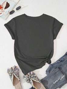 Plus Size T-Shirt With "Kindness Is Free" Print - Grey - View 2