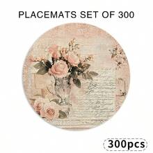 A Circular Placemat With Rose, Green Leaves, And Vintage Patterns, Suitable For Use In Spring, Summer, Autumn, And Winter. It Adopts A Multi-Color Pattern Design And Is Woven From 100% Polyester Fiber. The Size Is 15 * 15 Inches And Can Be Machine Washed With Polyester Placemats. It Is Heat-Resistant, Stain Resistant, Waterproof, And Easy To Clean - Multicolor - View 20