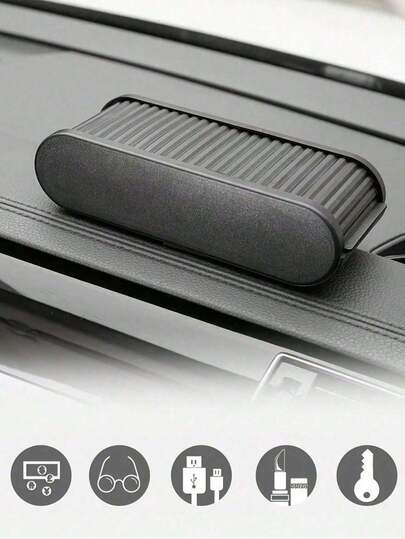 Car Dashboard Pull-Out Storage Box, Universal Dustproof Multi-Functional Organizer For Glasses, Keys, Cards & Coins, Desk & Auto Use Black Container, Car Interior Accessories