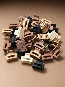 30/20/10pcs Women Girls Mini Matte Square Hair Clips Neutral Color French Vintage Style Strong Grip Non-Slip Suitable For Fine And Thick Hair Back To School Hair Accessories Autumn Hair Accessories - Multicolor - View 3