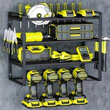 4- Layer 8- Slot Durable Wall Mount Power Tool Organizer With Drill Holders, Perfect Garage Tool Holder & Organizer Rack, Easy To Install, Utility Racks - 4 Tier-39.12x19.81x30.99cm - View 6