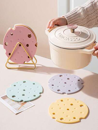 3개 크림색 실리콘 내열 패드, 플래티넘 실리콘 컵받침, 냄비, 팬, 컵용 화상 방지, 기름 방지 매트