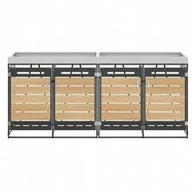 Storage Unit With Planter, Horizontal Slats With Wood Look, Slotted Ventilation Holes, All Iron Garden Cabinet With Lock. - 黑色1 - 查看 7