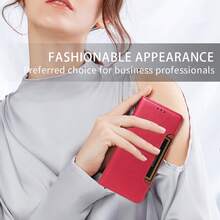 1 chiếc ốp lưng điện thoại kiêm ví đựng thẻ nhiều ngăn, chống RFID, nắp gập từ tính, chất liệu giả da, tương thích với iPhone 17 Pro Max, Galaxy, Pixel, mềm mại, chống sốc, chống nước, chống trầy xước. - Màu Đỏ Sâu - Xem 8