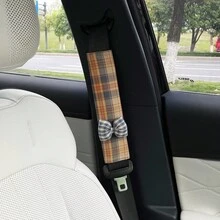 Miếng đệm vai dây an toàn ô tô họa tiết nơ kẻ caro sáng tạo, miếng bảo vệ vai sáng tạo, vỏ bọc vai dây an toàn ô tô - nơ - Xem 7