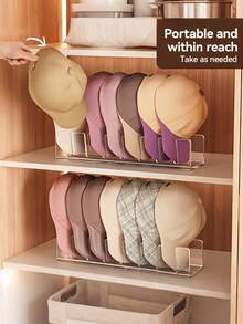 7-Slot Acrylic Hat Rack, Elegant Desktop Storage Organizer, Bedroom Hat Display Stand, Made Of Acrylic Plastic, Fashionable Multi-Functional Hat Holder, Essential For Fashion Enthusiasts And Hat Lovers - Multicolor - View 3