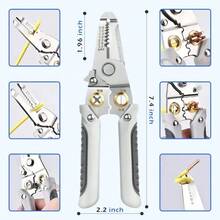 1 chiếc kìm tuốt dây điện ProMaster 8 trong 1, làm bằng thép crom vanadi, tay cầm chống trượt, đa chức năng với khóa an toàn, có thể cắt, tuốt và bấm đầu dây. - A - Xem 12