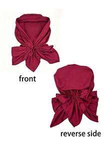 CONFLASS 2/1pc Women's Solid Color Triangle Pre-Tied Headscarf, Soft Comfortable Skin-Friendly Elastic Chemotherapy Hat, Breathable Headscarf, Suitable For Hair Loss Cancer Patients, With Lining Muslim Sleep Cap - Multicolor - View 4