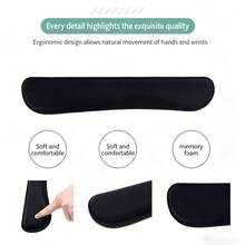 Memory Foam Slow Rebound Wrist Rest Mouse Pad, Solid Color Keyboard Wrist Support Set, Computer Office Stress Relief Anti-Slip Wrist Pad, Comfortable Desktop Hand Rest - View 4