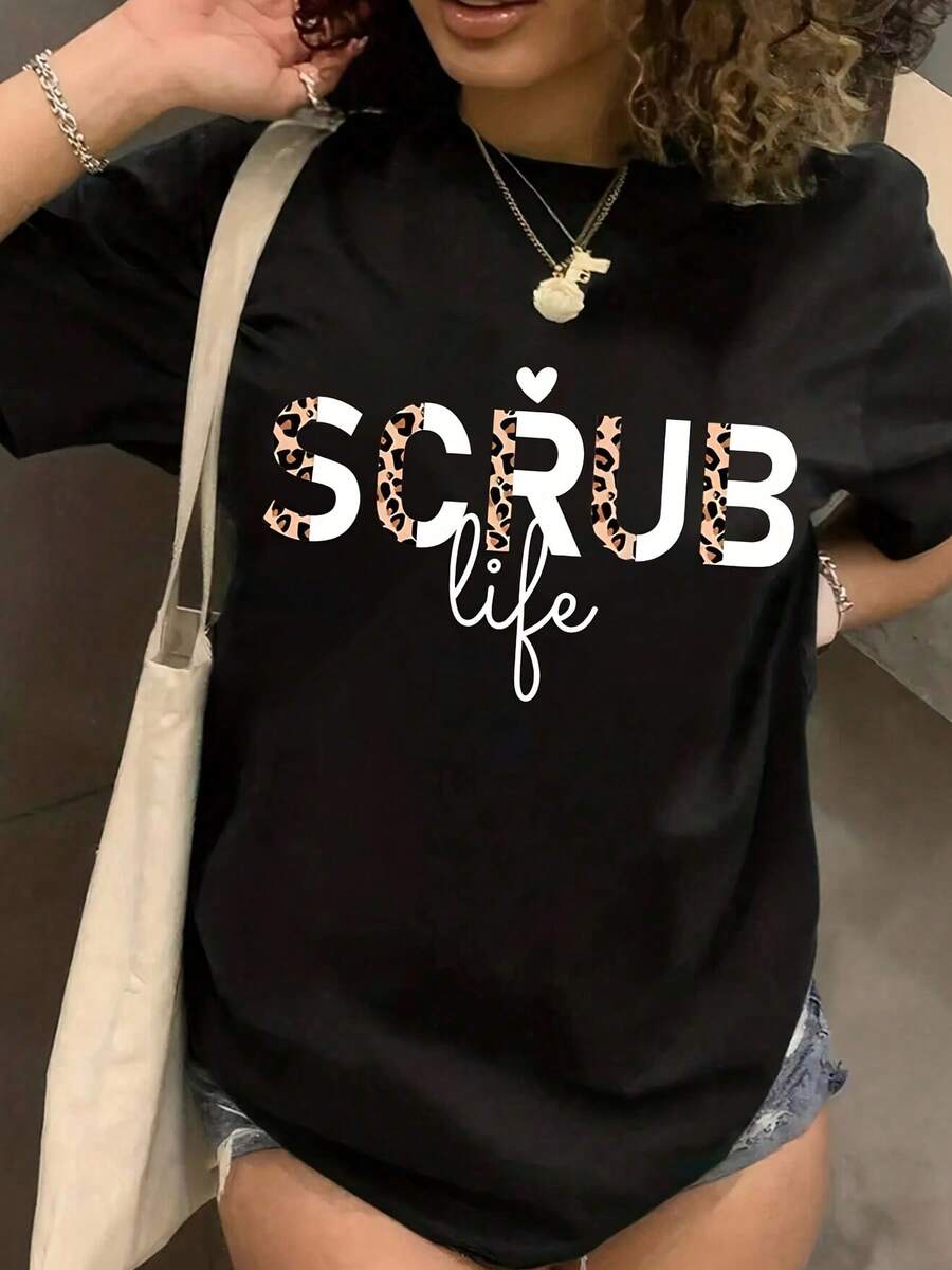 Casual Short-Sleeved T-Shirt In Black - Black - View 1