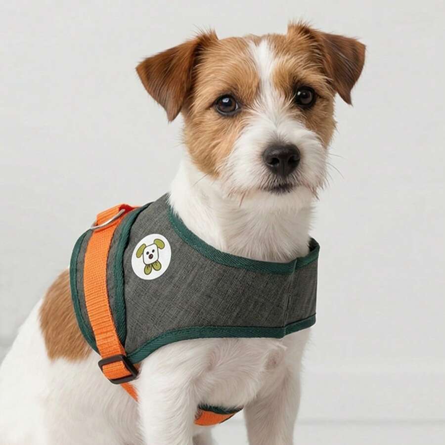 背心式小型犬胸背带牵引绳，适用于贵宾犬、泰迪犬、比熊犬幼犬 - 灰色 - 查看 1