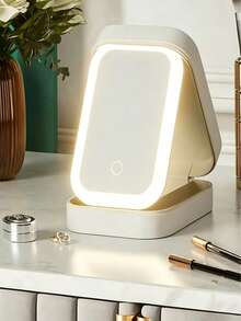1 Stück wiederaufladbarer Reise-Make-up-Beutel mit 3-Farben-LED-Beleuchtungsspiegel, einstellbare Helligkeit, wasserdichtes Leder, verstellbare Fächer, Make-up-Pinsel-Aufbewahrung, Touchscreen-Schminkspiegel, Schmuck- und Lippenstift-Aufbewahrung, unverzichtbar für Reisen und Schulanfang - Verschiedenfarbig - Übersicht 9