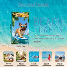 1pc Summer Surfing Dog Beach Towel, Super Absorbent Oversized Beach Blanket, Suitable For Beach, Pool, Travel, Diving, Yoga, Camping, Available In Multiple Sizes - Surfing Dogs - View 13