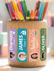 30/60/120 piezas Etiquetas personalizables con foto y nombre, Pegatinas escolares personalizadas para niños, Etiquetas personalizadas de nombre y clase, Regreso a la escuela - Modelo 3 - Ver 7
