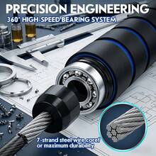 Premium 3M Adjustable Blue Steel Wire Jump Rope For Aerobic Exercise Cardio Training And Slim Body Tangle-Free 360 Ball Bearing Rapid Speed Cable Home Gym Workout Equipment Travel Essential For Men Women Adults - Blue - View 7