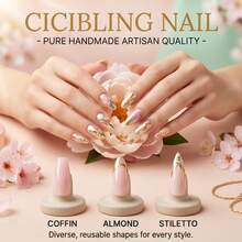 Handmade 10Pcs 1.3Inch Acrylic Press On Nails, Pink Zebra Print French Tip Rhinestone Long These Are 100% Handmade Premium Press-On Nails From Nailsweet! Made Of High-Quality - Nhiều màu - Xem 4