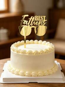 3pcs Gold Acrylic Cake Toppers, Happy Father's Day Cake Decor, Party Decorations - StyleF - View 4