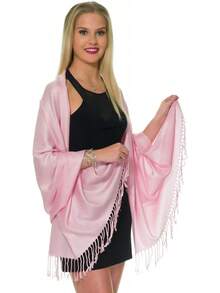Shawls And Wraps Evening Dresses, Large Soft  Wedding Shawl - 柔和的粉紅色 - 查看 5