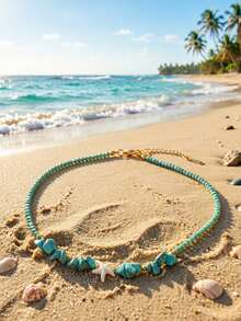 1件 Esbbela 波西米亚天然石+海星吊坠项链，手工串珠可调节16+2英寸颈链，适合夏季海滩、日常佩戴和送礼。 - 海星 - 查看 7