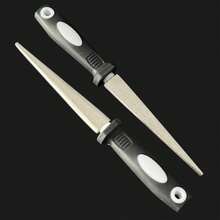 2-In-1 Sharpening Stone, Electroplated Diamond Sharpener, Suitable For Various Gardening Tools - Double-Sided Design, Flat And Curved Surfaces, Flat File, Non-Slip Handle, Convenient Sharpening Rod. Diamond Semi-Circle File, Black And White Handle. - Multicolor - View 2