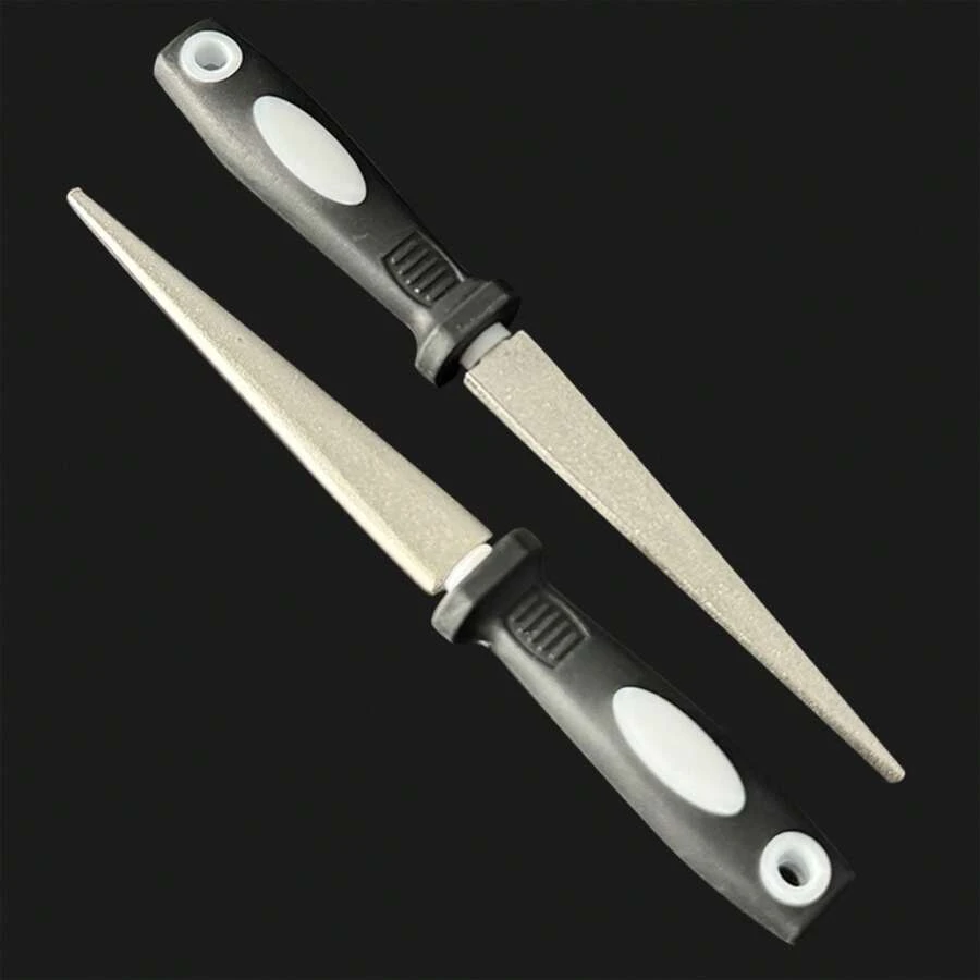 2-In-1 Sharpening Stone, Electroplated Diamond Sharpener, Suitable For Various Gardening Tools - Double-Sided Design, Flat And Curved Surfaces, Flat File, Non-Slip Handle, Convenient Sharpening Rod. Diamond Semi-Circle File, Black And White Handle.