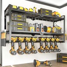 Power Tool Organizer - 8 Drill & Screwdriver Wall Mount, 3 Layer Storage Rack With Hammer & Plier Holder - Black-8 Drills-upgrade - View 2