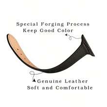 Charlam Ultra-Thin Leather Watch Band, Compatible With Apple Watch 40mm 38mm 41mm 42mm 44mm 45mm 46mm Women, Top Grain Leather Strap, Slim Wristband, Fit For Apple Watch Series 10 9 8 7 6 5 4 3 2 1 SE Ultra - Black - View 2