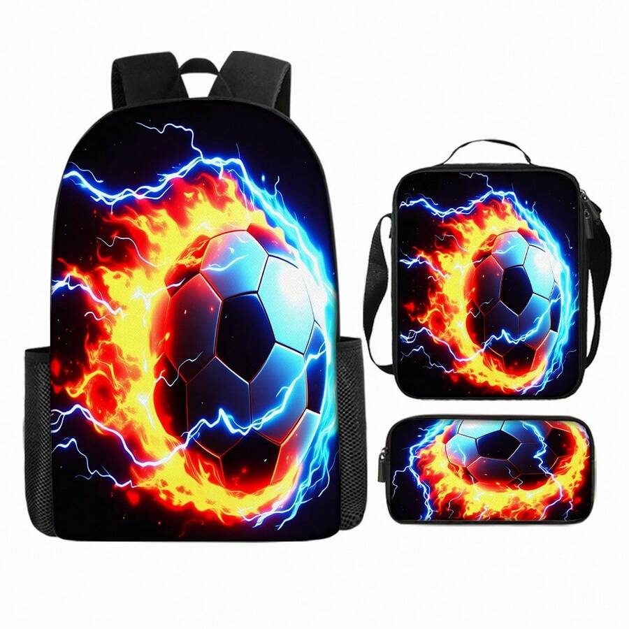 3pcs Backpack Set Large Capacity Bookbag Suitable For & Young, Adjustable Shoulder Straps & Zipper Closure,  College Style Bookbag For And, For Campus, Commute, Sports, Daily Use () - School Bag - View 1