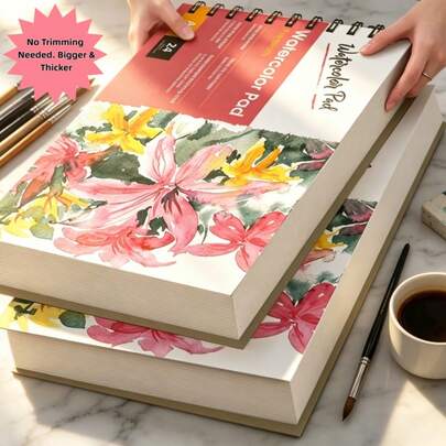 Professional A5 Spiral Sketchbook, Artistic Cover, Heavyweight Watercolor Paper For Wet & Dry Media, Premium Art Supplies For Teens & Adults, Perfect Holiday Gift