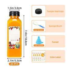 Tomnk 12/36/42/56/72/100/160pcs 16oz Plastic Juice Bottles With Caps, Reusable Juicing Bottles, Clear Empty Containers For Drinks, Smoothies And Other Beverages, Kitchenware, With Funnel, Cup Brush, Sticker - 清除 - 查看 18