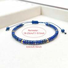 Natural Lapis Lazuli Bracelet, Handmade Braided Rope, Adjustable Size, Retro Elegant Niche Design For Unisex - Multicolor - View 3