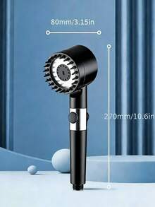 3-Mode High Pressure Handheld Shower Head With Massage Function, One-Touch Shut-Off Massage Shower Head With 12 Replacement Filters, Wall-Mounted, ABS Plastic Material With Polished Surface, Round Design, Modern Minimalist Style, Suitable For Home And Hotel Bathrooms, Essential Accessory For Modern Bathrooms And RVs, Upgrade Your Bathroom For A Spa-Like Bathing Experience, Ideal Gift Choice - Black - View 4