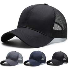 1pc Men's Trucker Cap, Solid Color Baseball Hat, Streetwear Fashion Mesh Cap, Outdoor Sun Protection Casual Hat For Spring, Autumn, Travel, Beach,Festival,Holiday - Multicolor - View 8