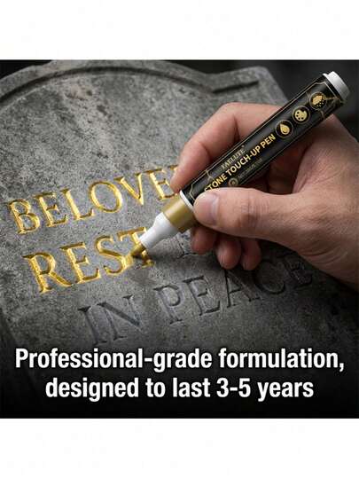 Gravestone Marker Pen | Restore Gravestones And Granite, Marble. Faded Text On Stone Surface, Weather-Resistant, Quick-Drying Oil-Based Fine Tip, For Cemetery Maintenance And Marble/Tile Color Restoration, Designed Specifically For Gravesite Upkeep And Inscription Repair