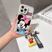 This Disney Mickey Mouse Pattern Lanyard Phone Case Features A Strong Magnetic Closure And Full Coverage Of Acrylic And TPU Material. It's Shockproof, Lightweight, And Suitable For IPhone17/16/11/13/15/15 Plus/15 Pro/15 Pro Max/12/14 Pro Max/11 Pro Max/12 Pro/12 Pro Max/13. It's A Popular Birthday Gift, Business Gift, Durable, Stain-Resistant, And Fingerprint-Resistant New Phone Case For Men And Women. It Also Includes A Mickey Mouse Phone Case And Mickey Mouse Doll Bracelet. Compatible With SamsungGalaxy S20, S21, S22, S23, And S24 Series. It's The Perfect Gift For Friends And Family. This Stylish Phone Case Is Fun, Lightweight, And Durable. IPhone17 Pro Max Phone Case, Minnie Phone Case. - 藍色 - 查看 6