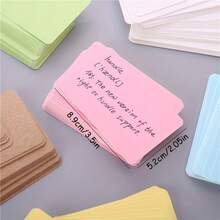 100pcs Colorful Blank Cards - Random Colors - Handwritten Colored English Word Hard Card Paper Small Cards - Memo Portable Cards - DIY Graffiti Memo Cards Text Cards - Suitable For Back To School Student Communication Cards - A - View 2