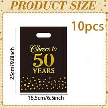 10/20/50pcs Black & Gold 50th Anniversary Gift Bags - 50th Birthday Party Unisex Gift Bags With Handles, 50th Birthday Decoration - Age - View 10