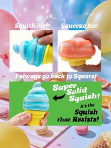 Cream Cone, Sensory Squeeze Toy - A Soft And Bouncy Toy That Slowly Returns To Its Original Shape. The Squeezing Mechanism Helps Release Stress. This Tactile Toy Is Made Of High-Elasticity Latex, Soft And Highly Malleable, Categorized As A Sensory Toy. - Multicolor - View 8