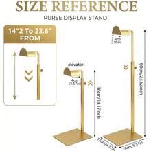 1/2/3pcs Adjustable Stainless Steel Handbag Display Rack, Titanium Gold Matte Finish, Suitable For Home Bedroom Boutique Store Mall Hanging Storage Of Bags, Hats, Jewelry - Gold - View 4