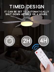 Quạt trần LED 30W có thể điều chỉnh độ sáng, sử dụng bóng đèn E27, kèm đèn và điều khiển từ xa, thích hợp cho phòng ngủ và phòng khách, 6 cánh quạt, 3 tốc độ gió, chức năng hẹn giờ. - trắng - Xem 6