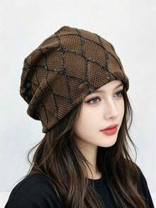 1pc Multicolor Women's Shiny Bohemian Rayon Lace Patchwork Hat, Stretchy Breathable Lace For Social Events, Home Gatherings, Summer - A - View 3