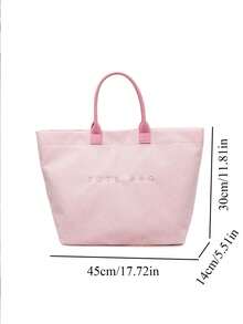 Pendler-Stil solide rosa Polyester Schultertasche, weicher Cord lässig Handtasche mit großer Kapazität, Ledergriff und Buchstickerei, vielseitig einsetzbar für Pendeln, Büro, Campus, täglichen Gebrauch, modisch und elegant für Damen Büroarbeit - Pink - Übersicht 7