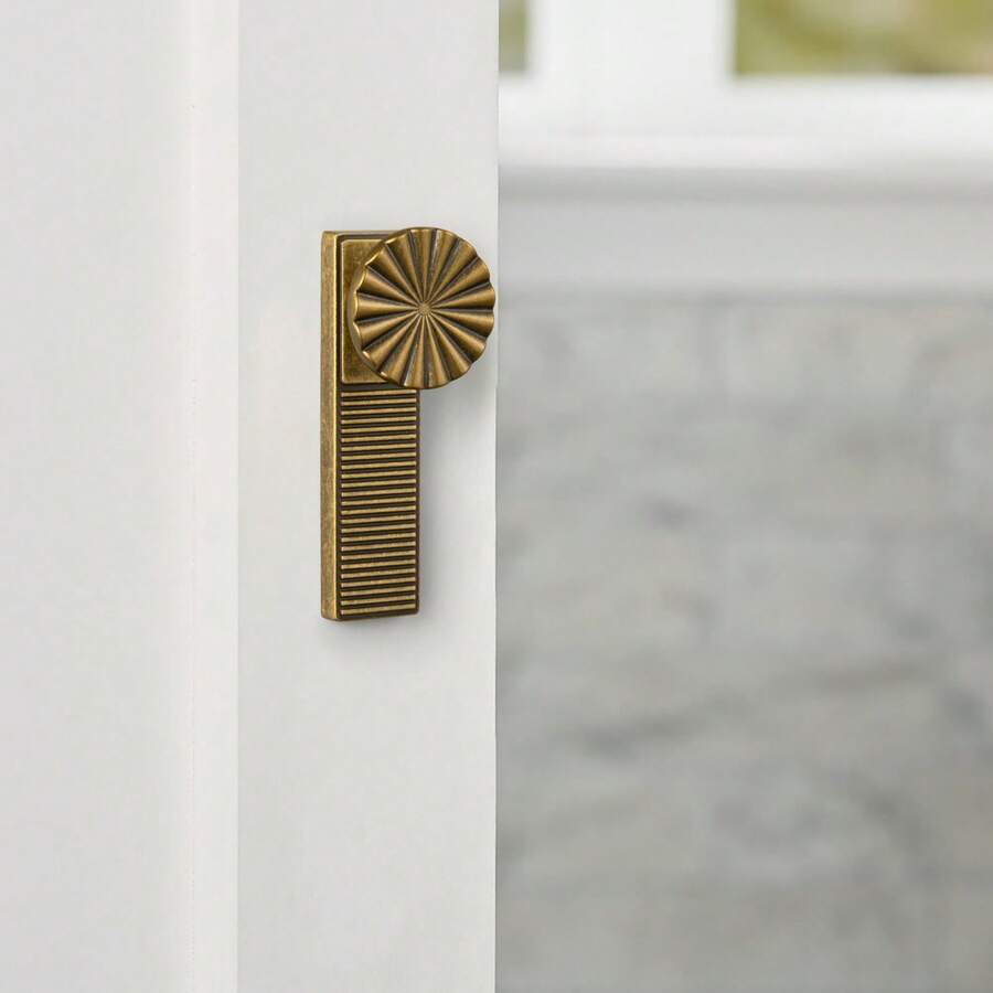 2 Sets Vintage Style Cabinet Drawer Handles, Italian French Minimalist Luxury Furniture Wardrobe Door Knobs, With Striped Decorative Backplate, Cabinet Hardware Accessories