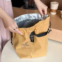 Japanese Style Lunch Box Tote Bag, With Drawstring Closure, Heat Insulation Non-Food Contact Bento Bag - Multicolor - View 5