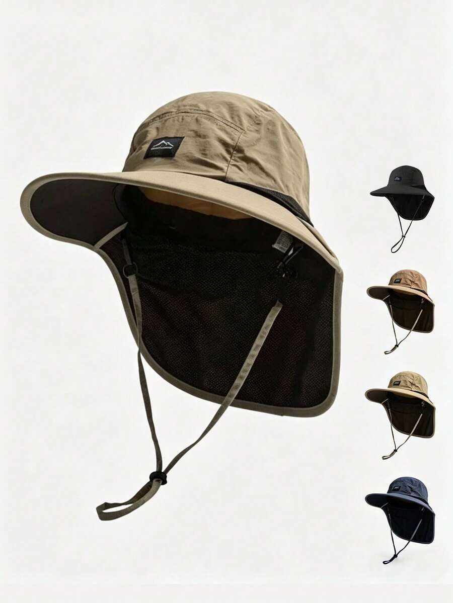 1 pieza Sombrero de ala ancha de unicolor unisex, sombrero de cubo para protección solar para excursionismo y camping al aire libre, primavera/verano/otoño - A - Ver 1