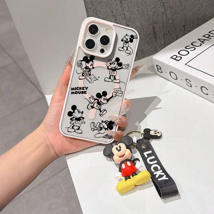 This Disney Mickey Mouse Pattern Lanyard Phone Case Features A Strong Magnetic Closure And Full Coverage Of Acrylic And TPU Material. It's Shockproof, Lightweight, And Suitable For IPhone17/16/11/13/15/15 Plus/15 Pro/15 Pro Max/12/14 Pro Max/11 Pro Max/12 Pro/12 Pro Max/13. It's A Popular Birthday Gift, Business Gift, Durable, Stain-Resistant, And Fingerprint-Resistant New Phone Case For Men And Women. It Also Includes A Mickey Mouse Phone Case And Mickey Mouse Doll Bracelet. Compatible With SamsungGalaxy S20, S21, S22, S23, And S24 Series. It's The Perfect Gift For Friends And Family. This Stylish Phone Case Is Fun, Lightweight, And Durable. IPhone17 Pro Max Phone Case, Minnie Phone Case. - Hồng - Xem 1