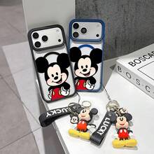 This Disney Mickey Mouse Pattern Lanyard Phone Case Features A Strong Magnetic Closure And Full Coverage Of Acrylic And TPU Material. It's Shockproof, Lightweight, And Suitable For IPhone17/16/11/13/15/15 Plus/15 Pro/15 Pro Max/12/14 Pro Max/11 Pro Max/12 Pro/12 Pro Max/13. It's A Popular Birthday Gift, Business Gift, Durable, Stain-Resistant, And Fingerprint-Resistant New Phone Case For Men And Women. It Also Includes A Mickey Mouse Phone Case And Mickey Mouse Doll Bracelet. Compatible With SamsungGalaxy S20, S21, S22, S23, And S24 Series. It's The Perfect Gift For Friends And Family. This Stylish Phone Case Is Fun, Lightweight, And Durable. IPhone17 Pro Max Phone Case, Minnie Phone Case. - màu đen - Xem 2